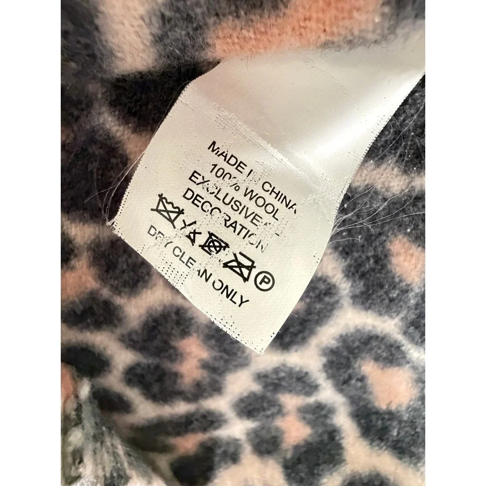 Kate Spade New York Leopard Print 100% Wool Short Sleeve Bow Sweater S